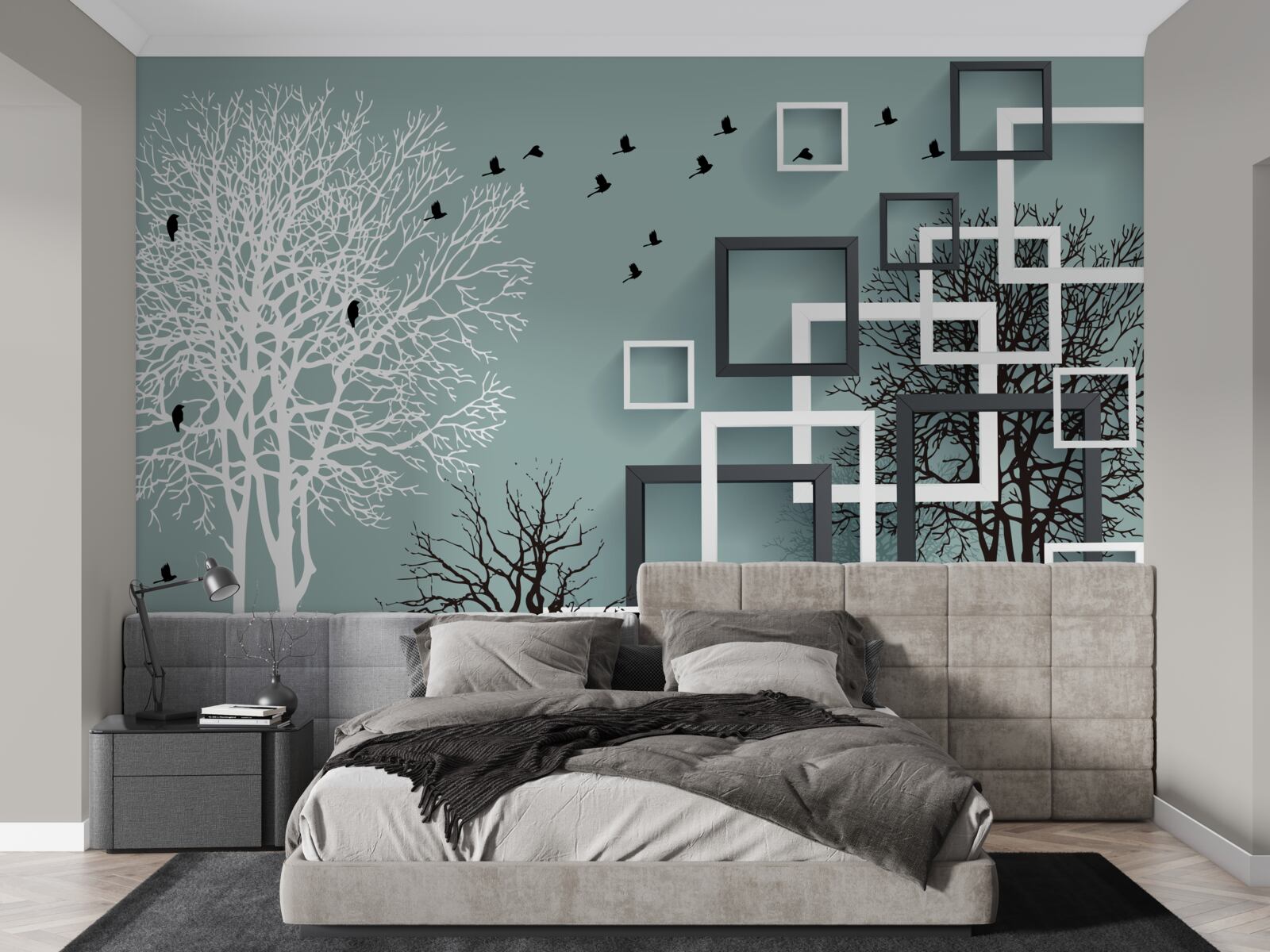 Фотошпалери дерева, що впали за зиму, та птахи, які відлетіли у теплі краї