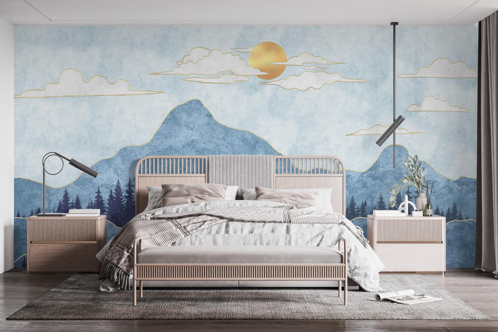 Фотошпалери зимові гори під холодним сонцем