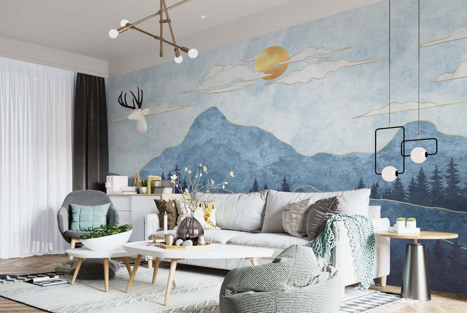 Фотошпалери зимові гори під холодним сонцем