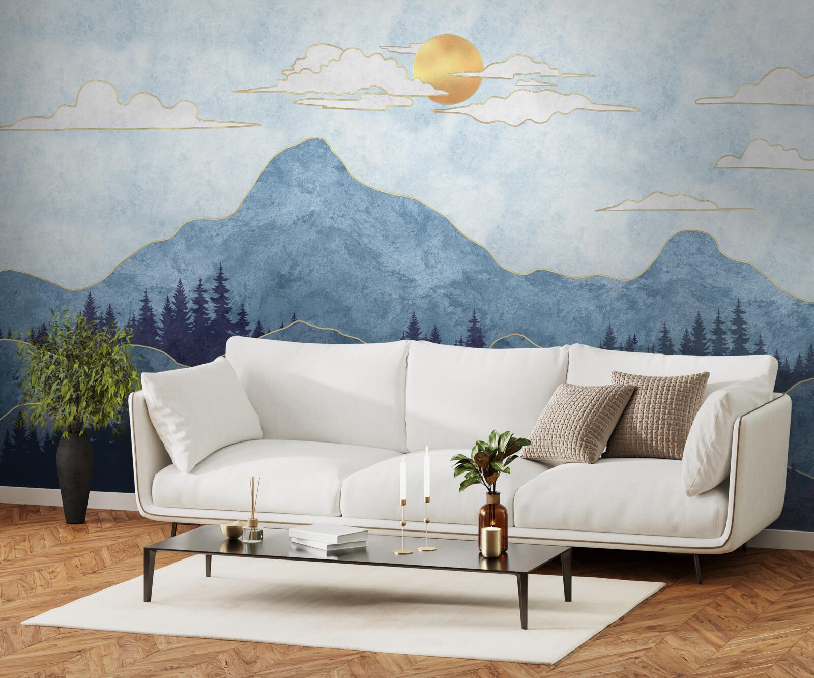 Фотошпалери зимові гори під холодним сонцем