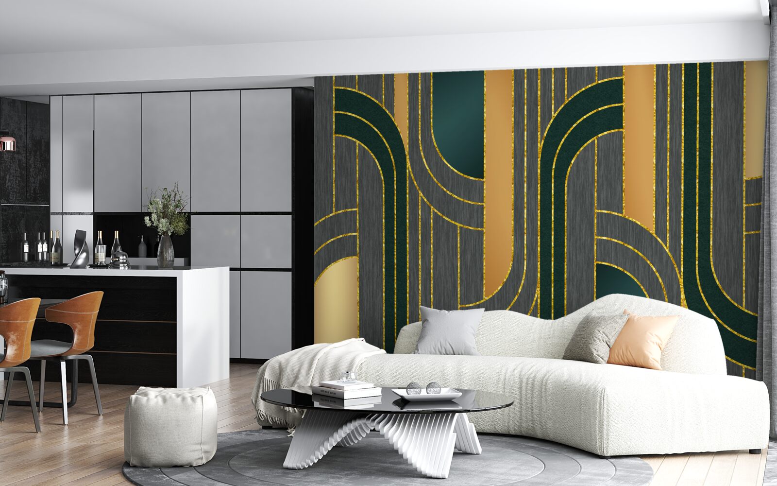 Фотошпалери темні лінії, що постійно і плавно переходять одна в одну