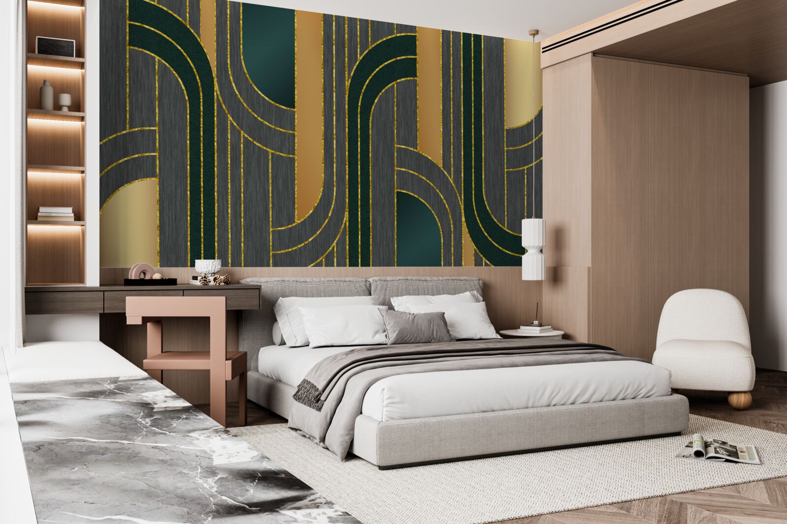 Фотошпалери темні лінії, що постійно і плавно переходять одна в одну