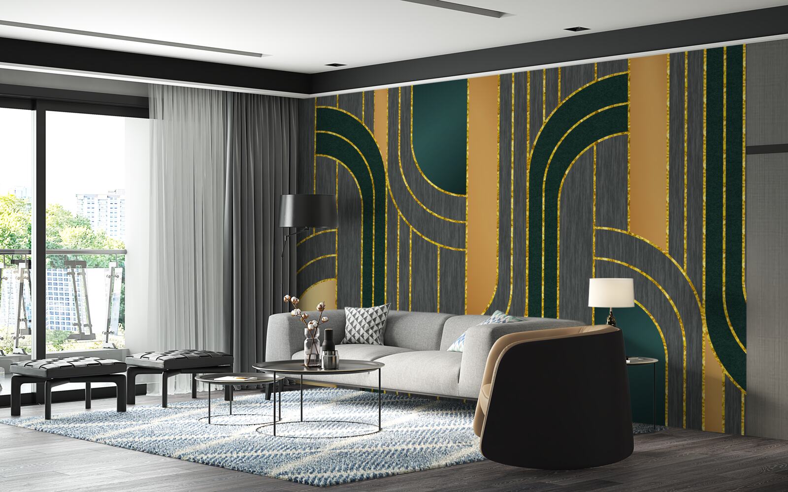 Фотошпалери темні лінії, що постійно і плавно переходять одна в одну