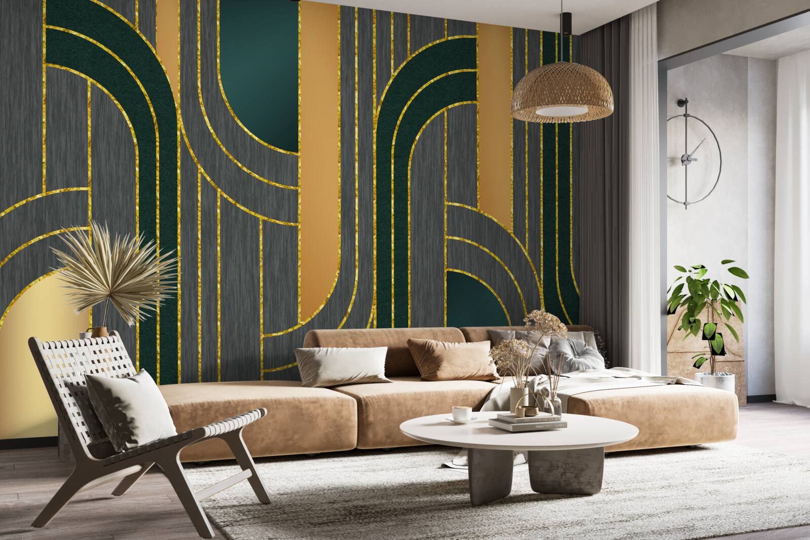 Фотошпалери темні лінії, що постійно і плавно переходять одна в одну