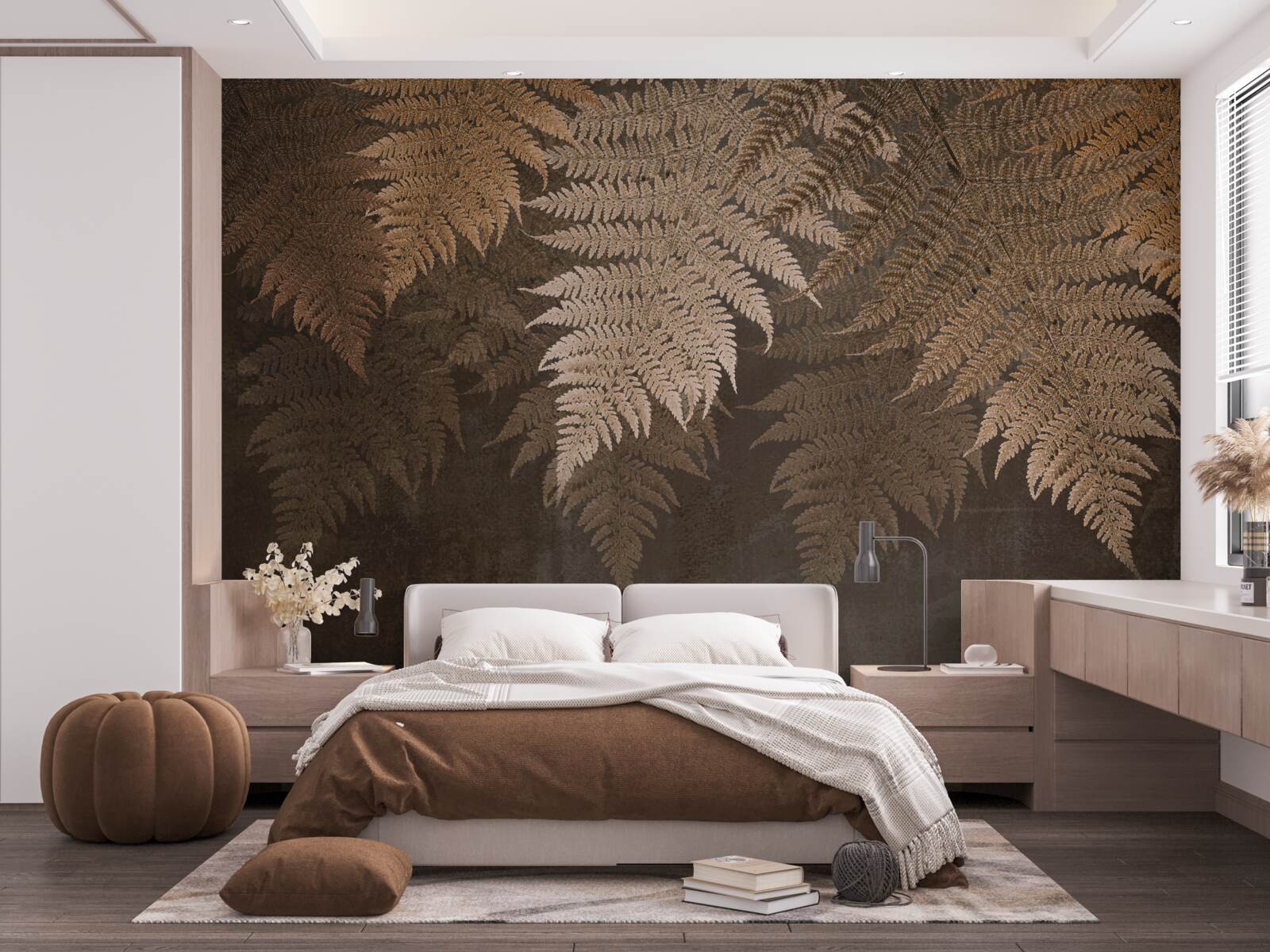 Фотошпалери густе листя папороті восени