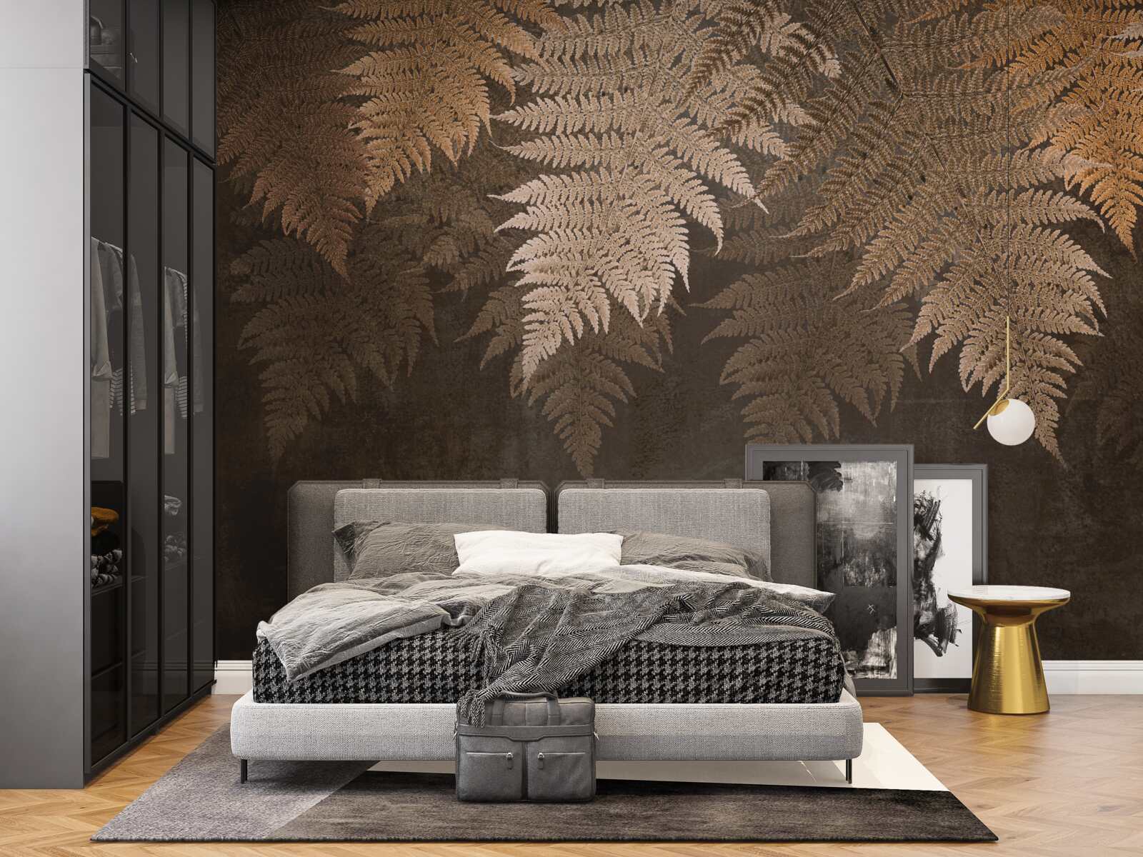 Фотошпалери густе листя папороті восени