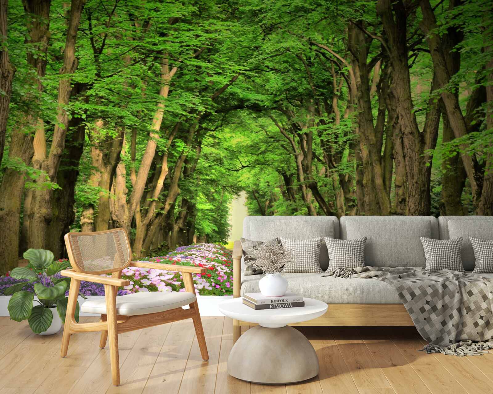 Фотошпалери зручна стежка через зелений чагарниковий ліс