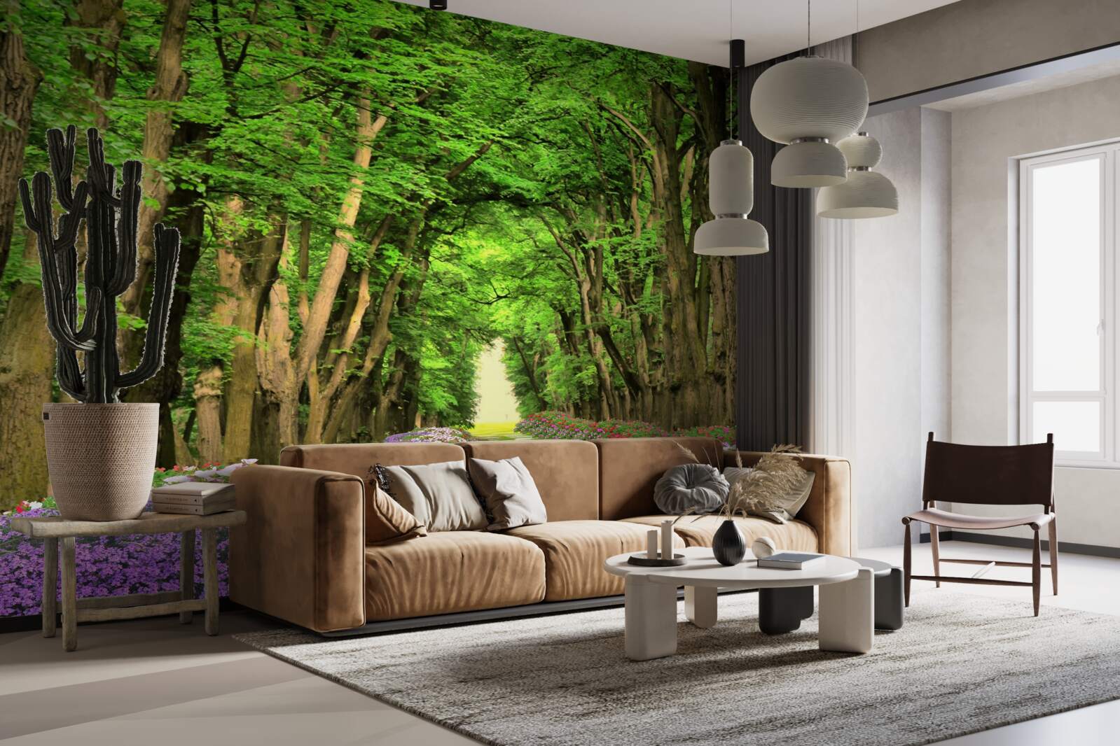 Фотошпалери зручна стежка через зелений чагарниковий ліс