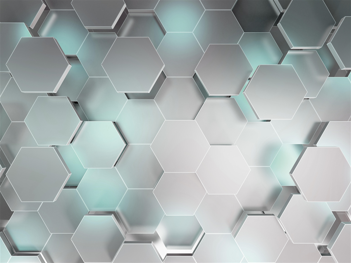 Фотошпалери світловипромінюючі шестикутники, що ширяють у повітрі