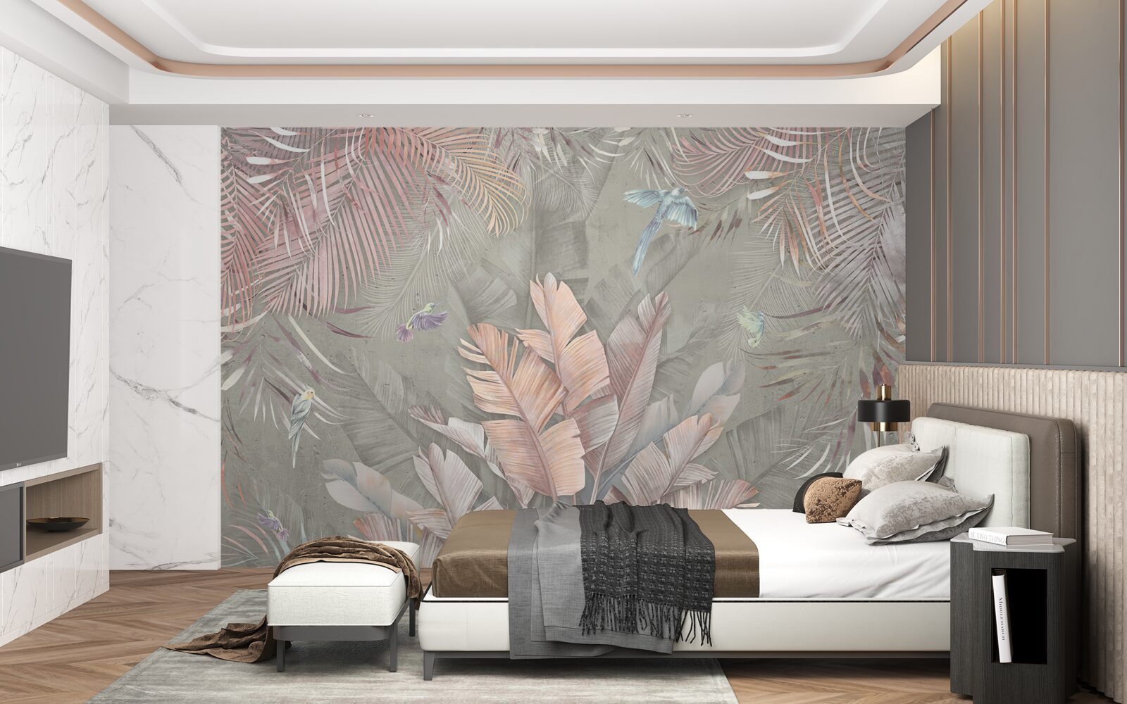 Фотошпалери тропіки з ніжним рожевим відтінком