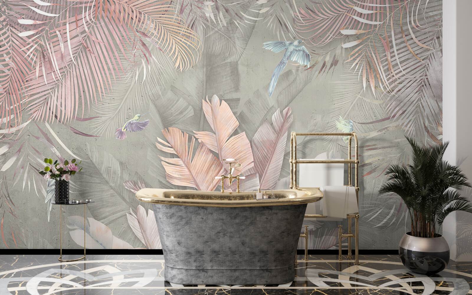 Фотошпалери тропіки з ніжним рожевим відтінком