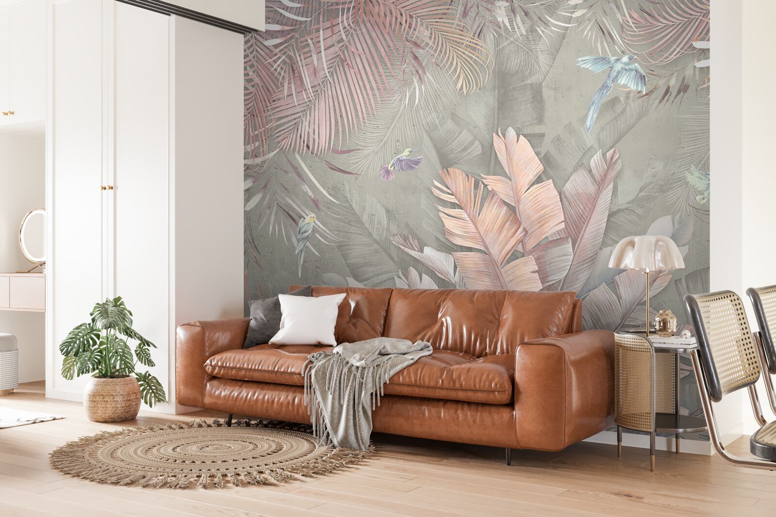 Фотошпалери тропіки з ніжним рожевим відтінком