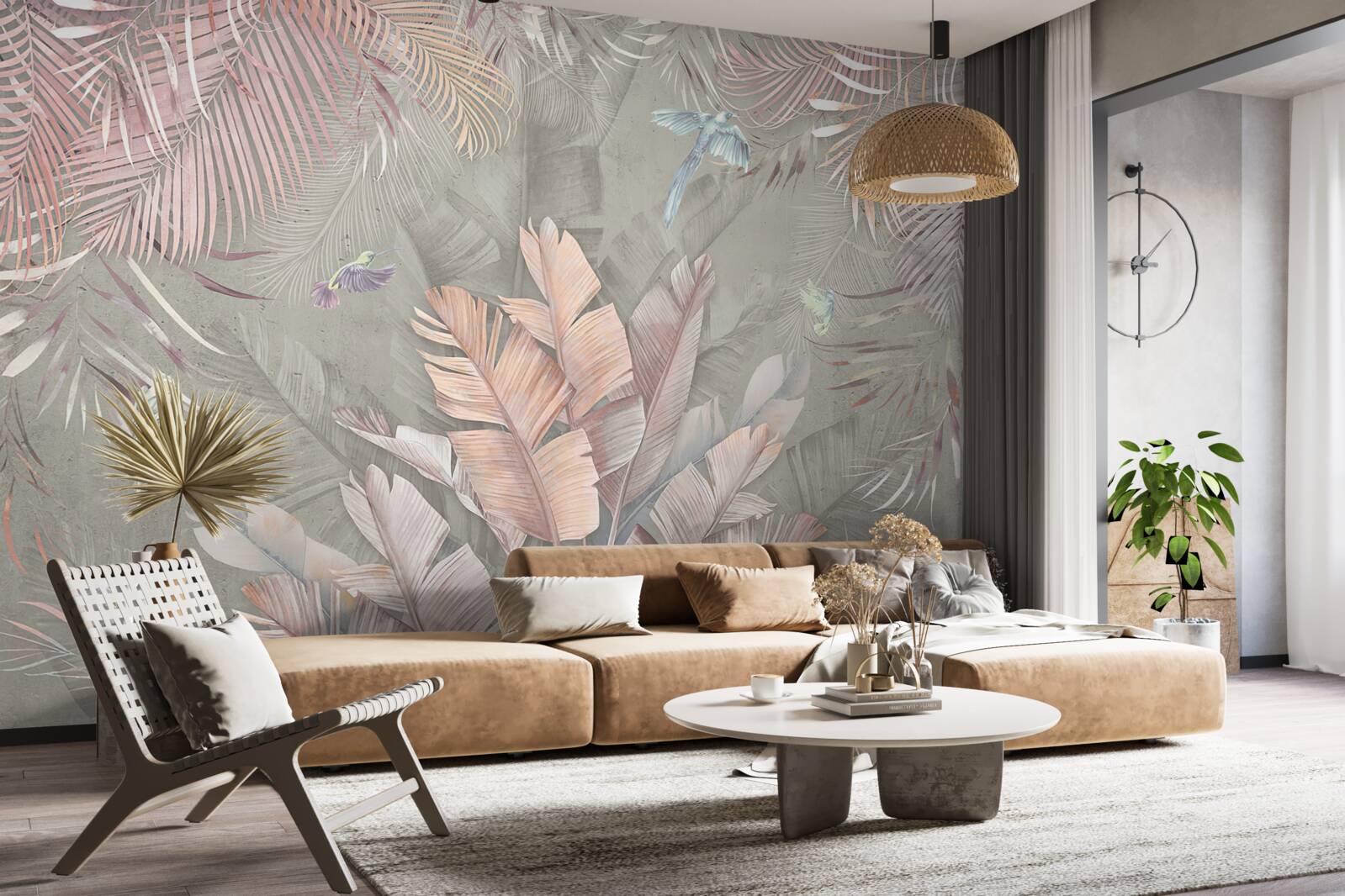 Фотошпалери тропіки з ніжним рожевим відтінком