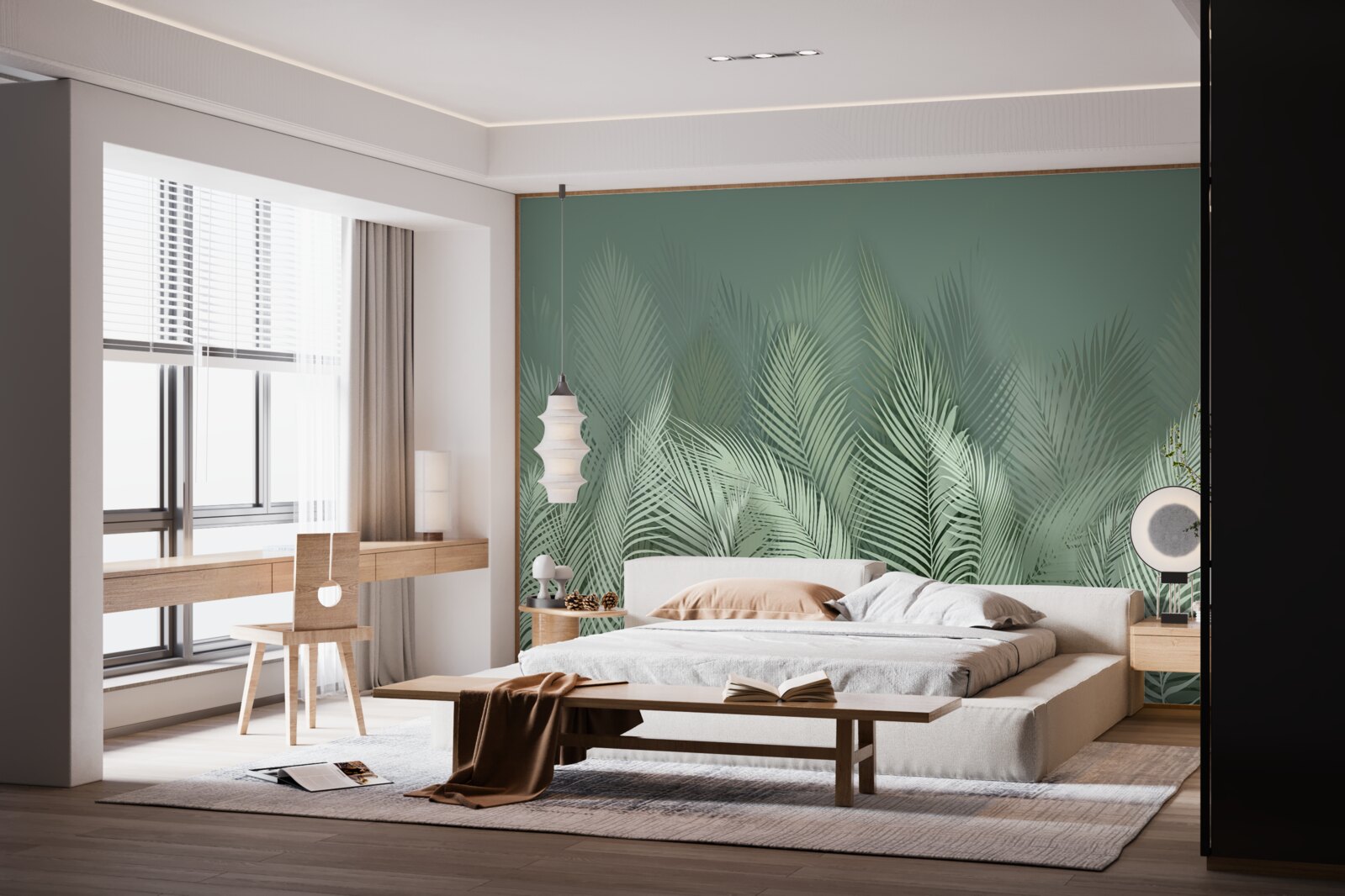 Фотошпалери зелене пальмове листя