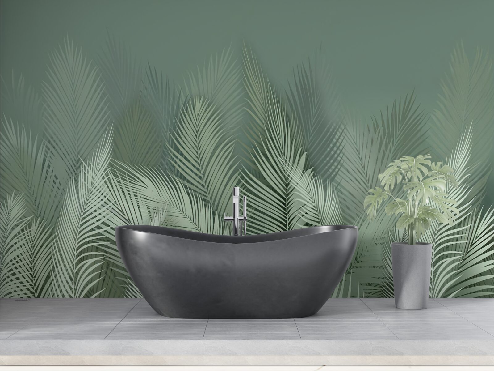 Фотошпалери зелене пальмове листя