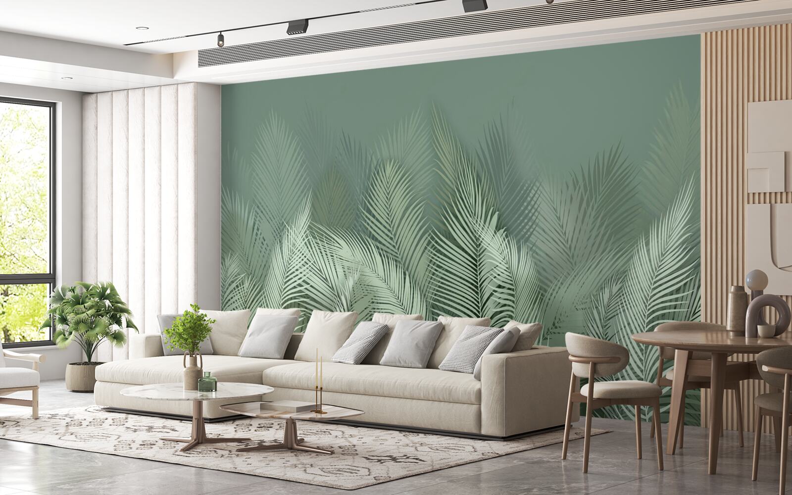 Фотошпалери зелене пальмове листя