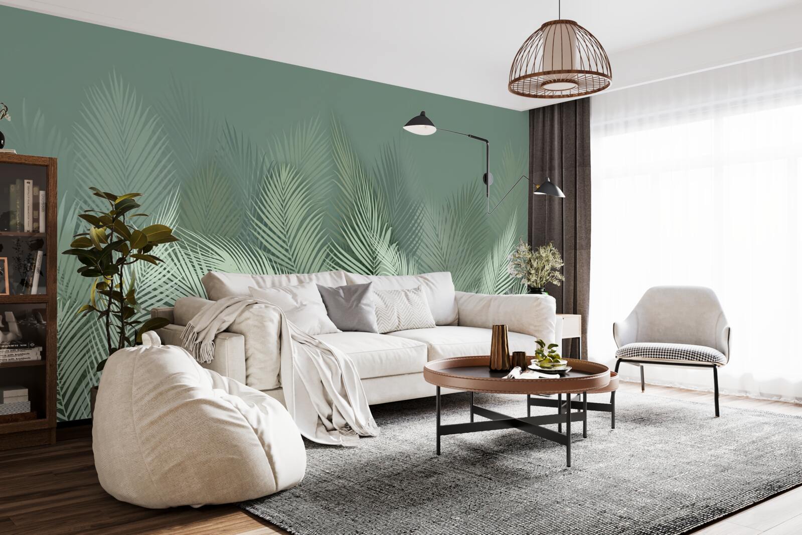 Фотошпалери зелене пальмове листя