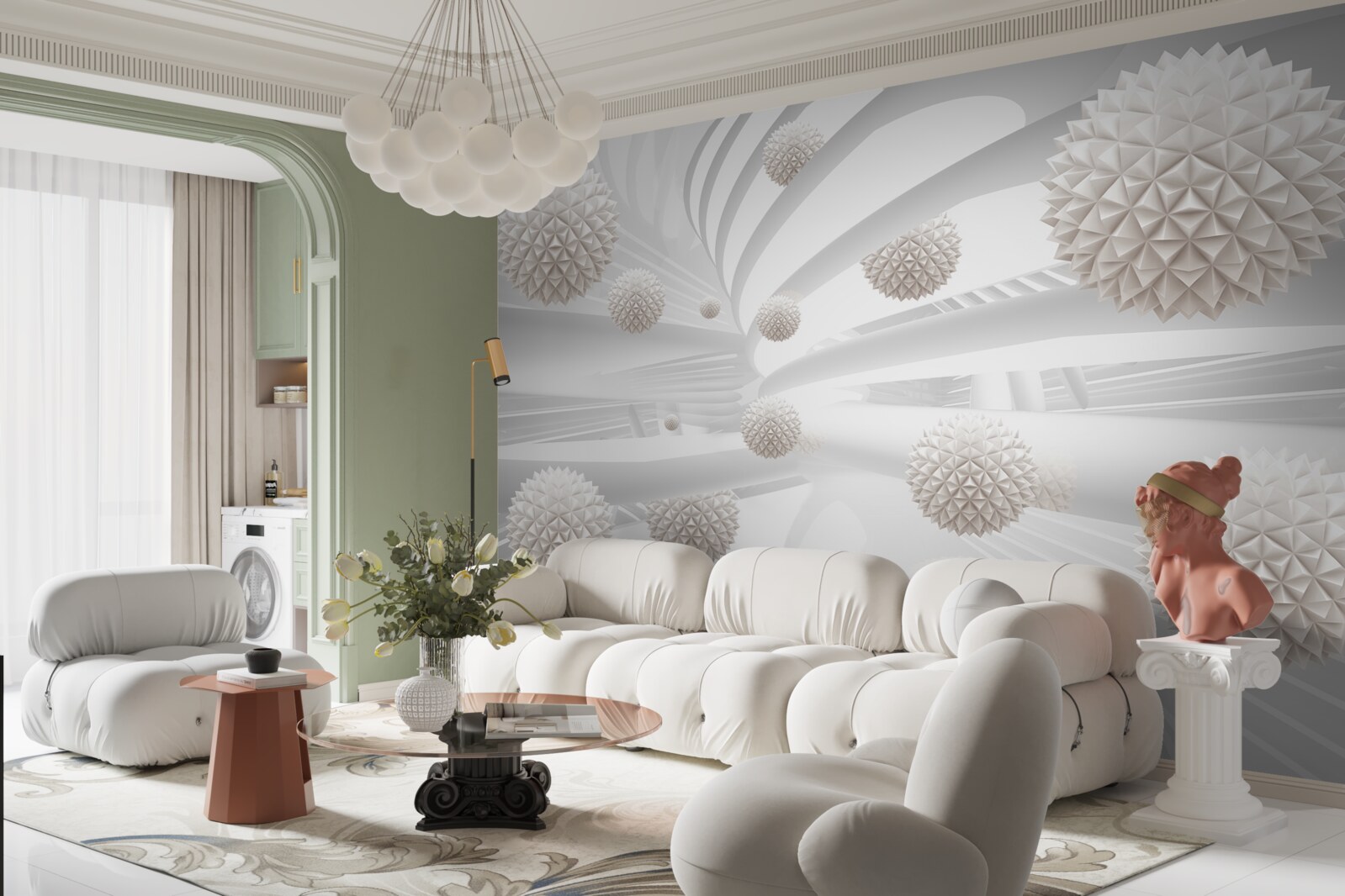 Фотошпалери гострі кульки, що летять у трубці