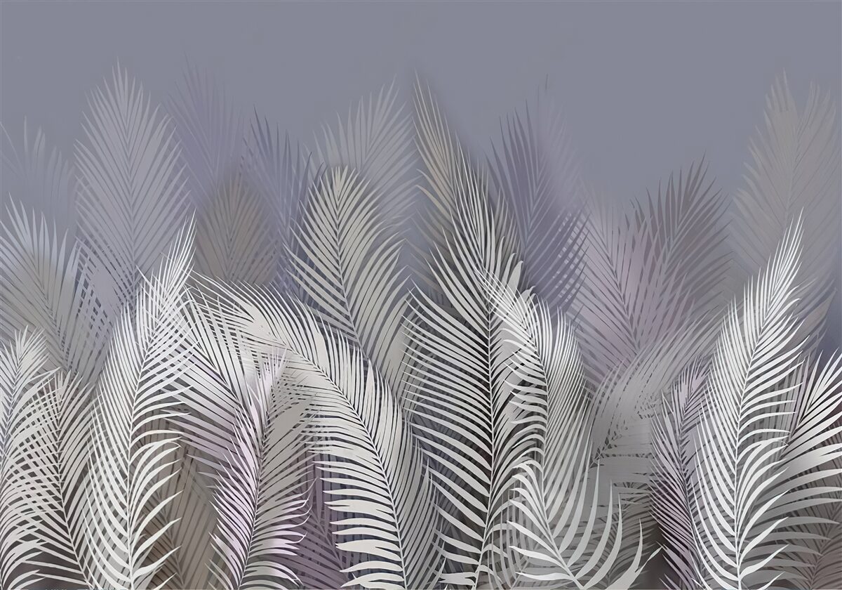 Фотошпалери біле пальмове листя в темряві