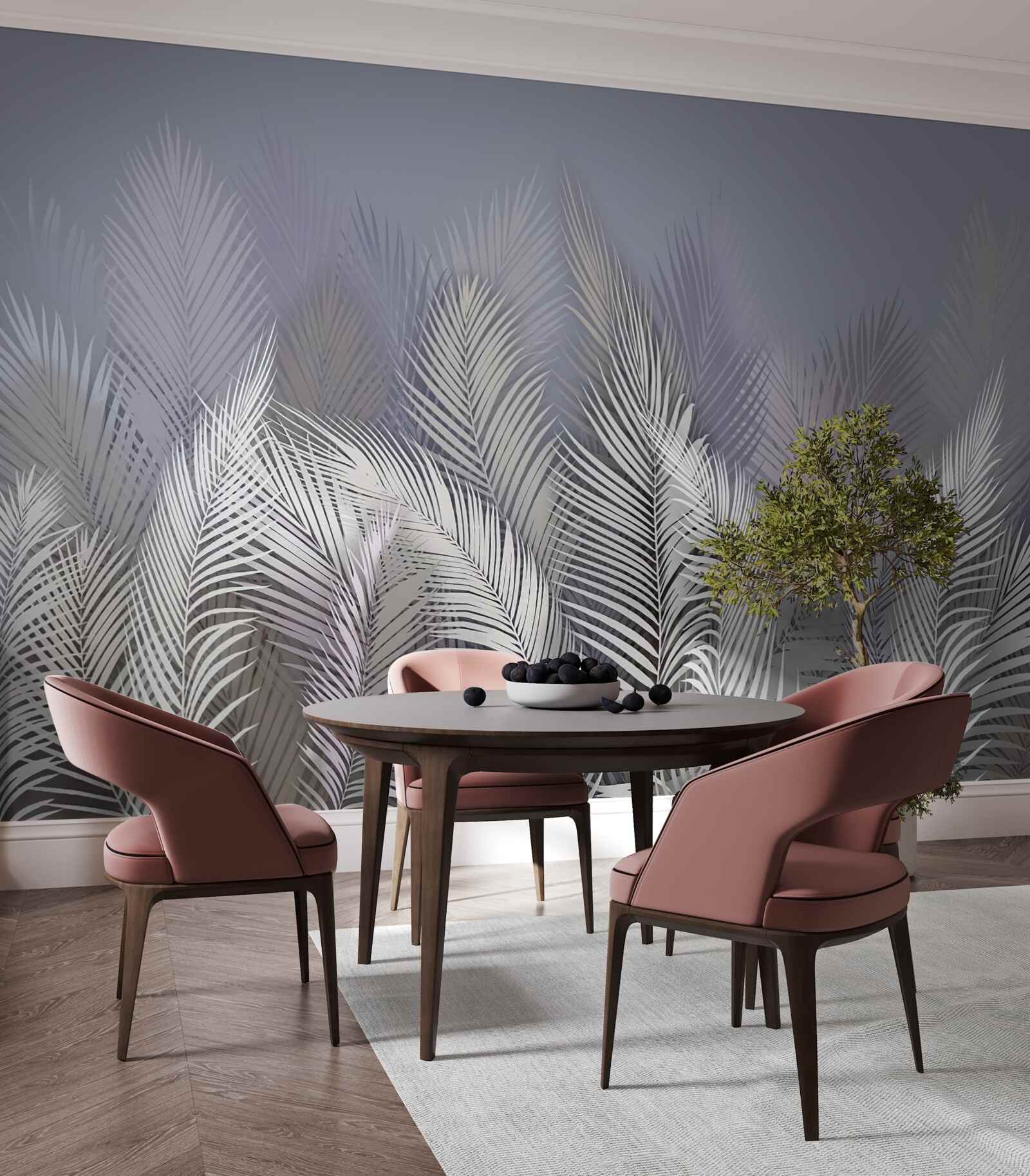 Фотошпалери біле пальмове листя в темряві