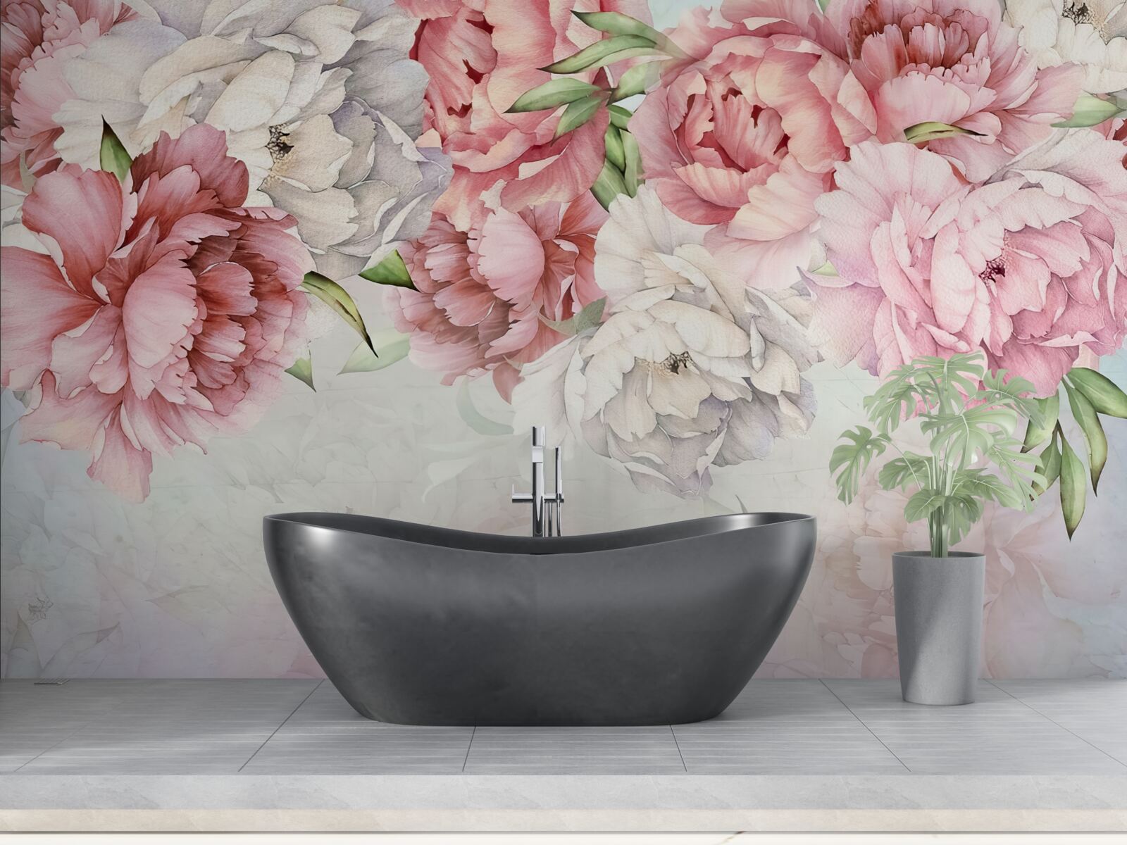 Фотошпалери яскравий фон, прикрашений ніжними рожевими квітами