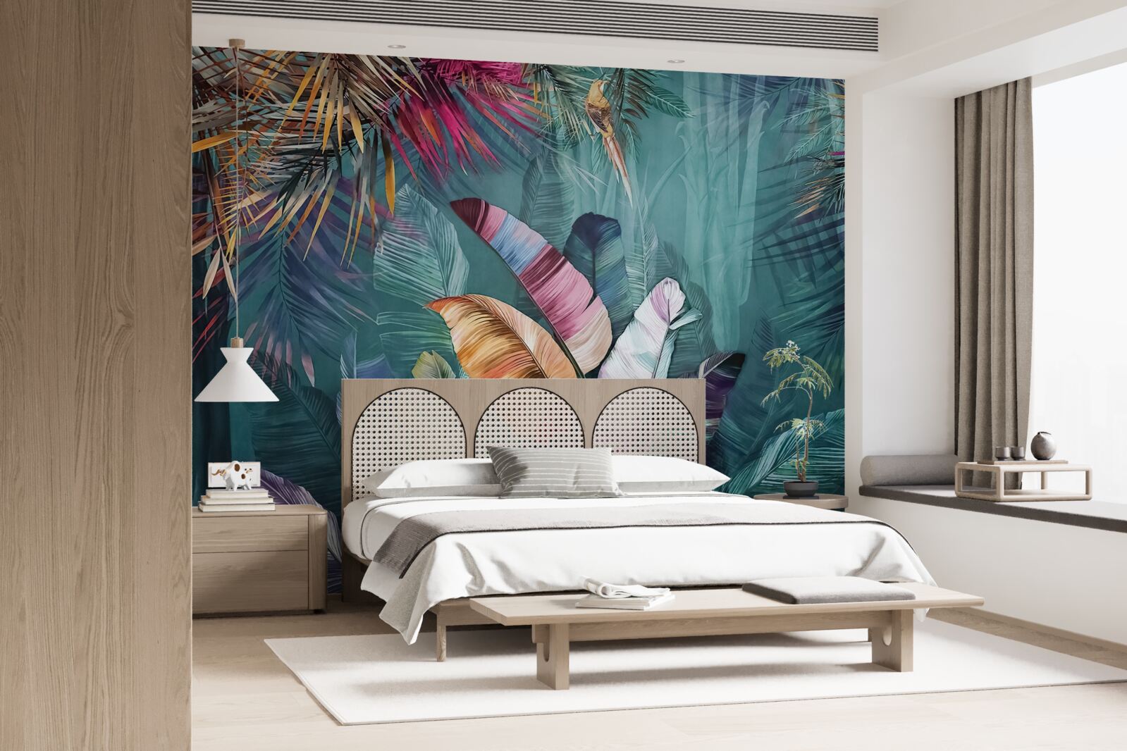 Фотошпалери чудовий набір листя тропічних дерев, пофарбованих в осінні відтінки