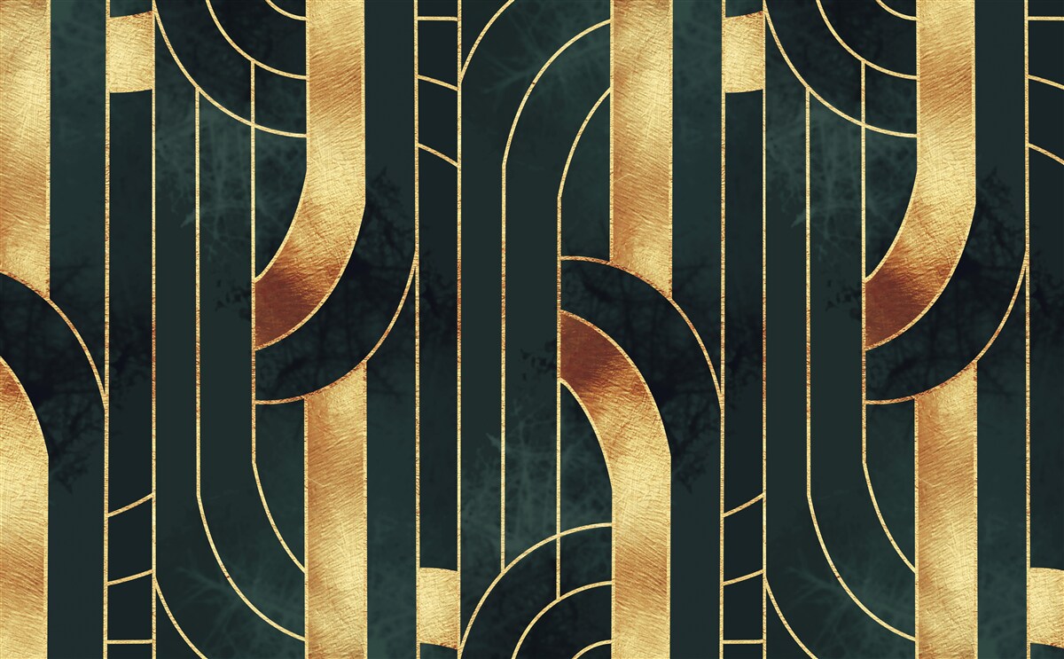 Фотошпалери витончені лінії золота та смарагду