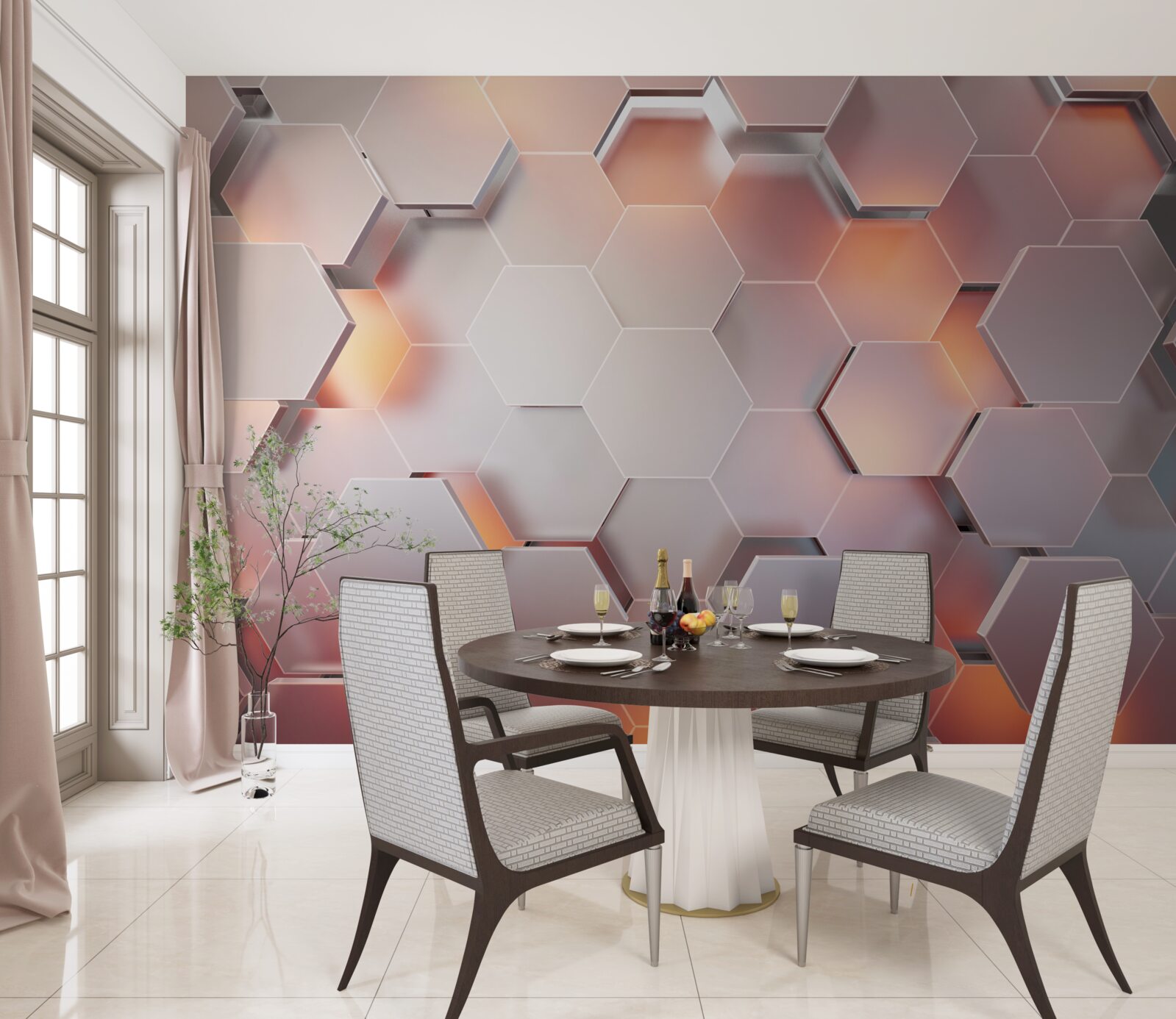 Фотошпалери об'ємні шестикутники