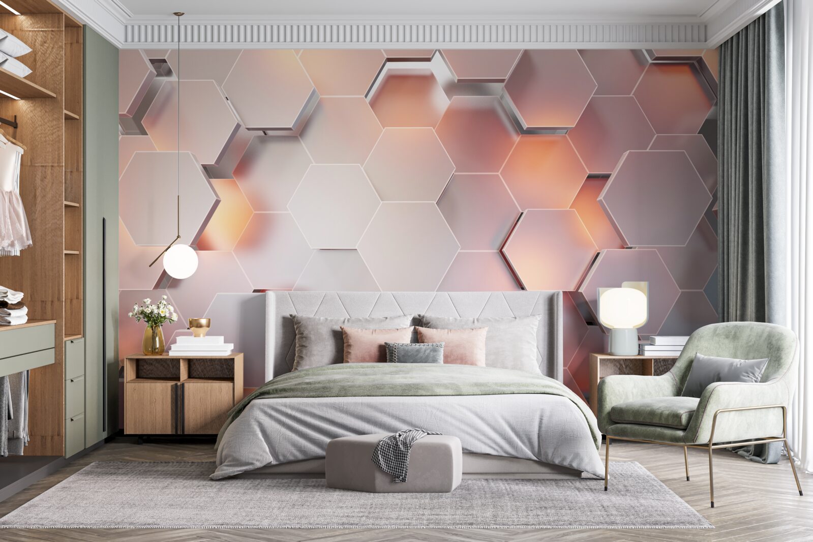 Фотошпалери об'ємні шестикутники