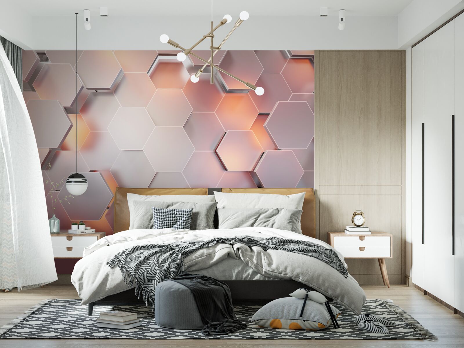 Фотошпалери об'ємні шестикутники