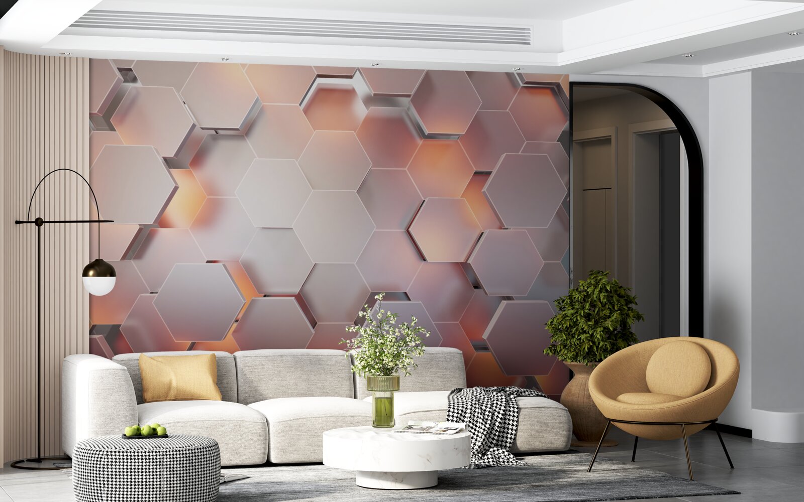 Фотошпалери об'ємні шестикутники