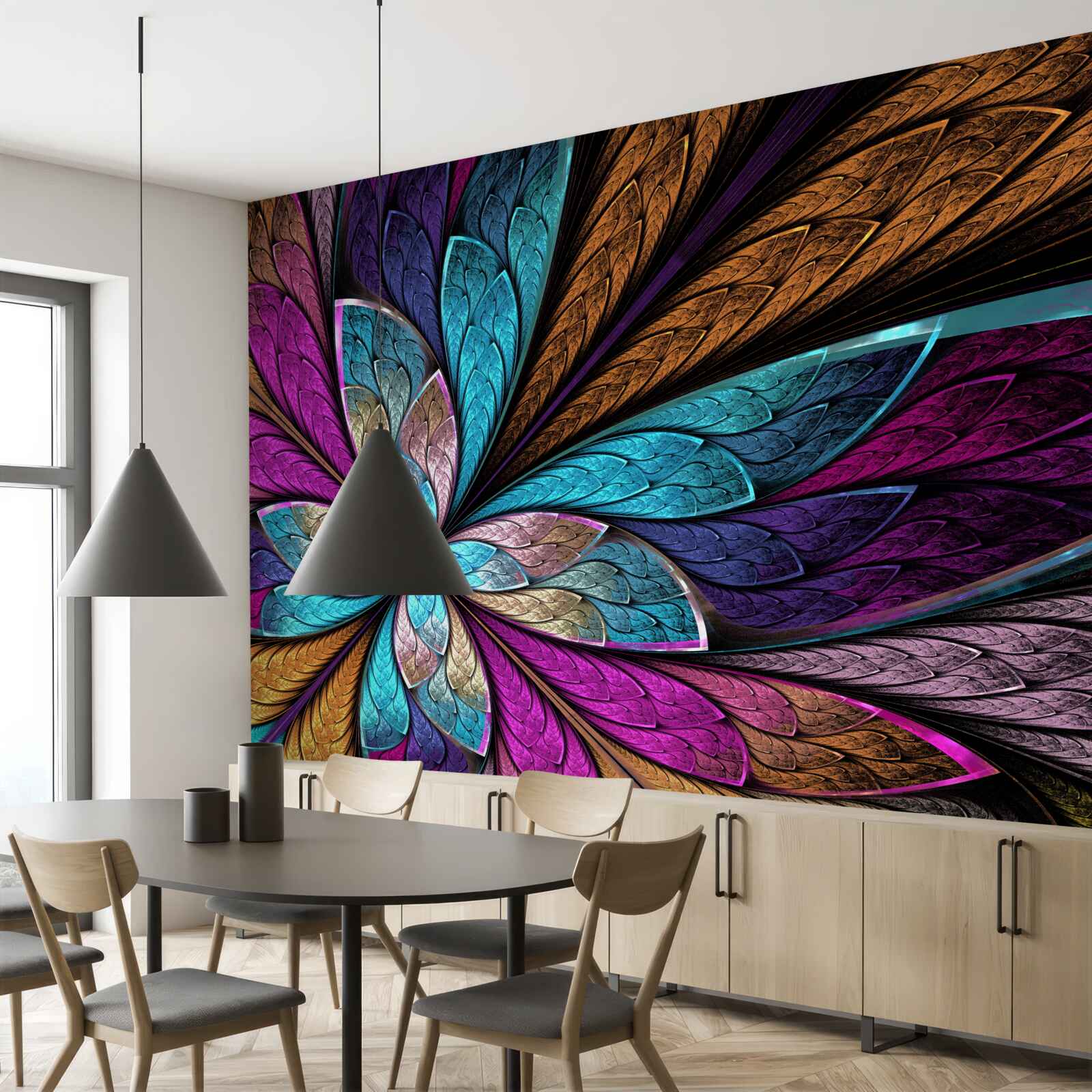 Фотошпалери мозаїка з абстрактних пелюсток квітів