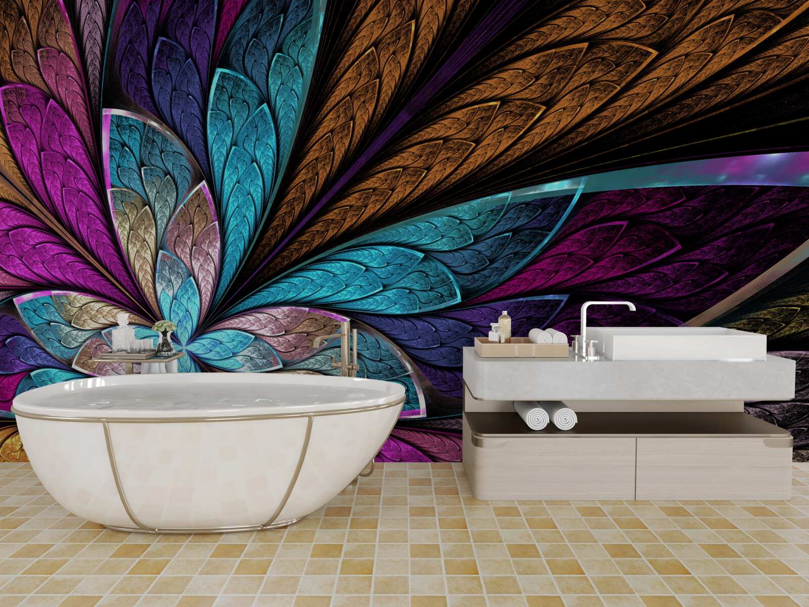 Фотошпалери мозаїка з абстрактних пелюсток квітів