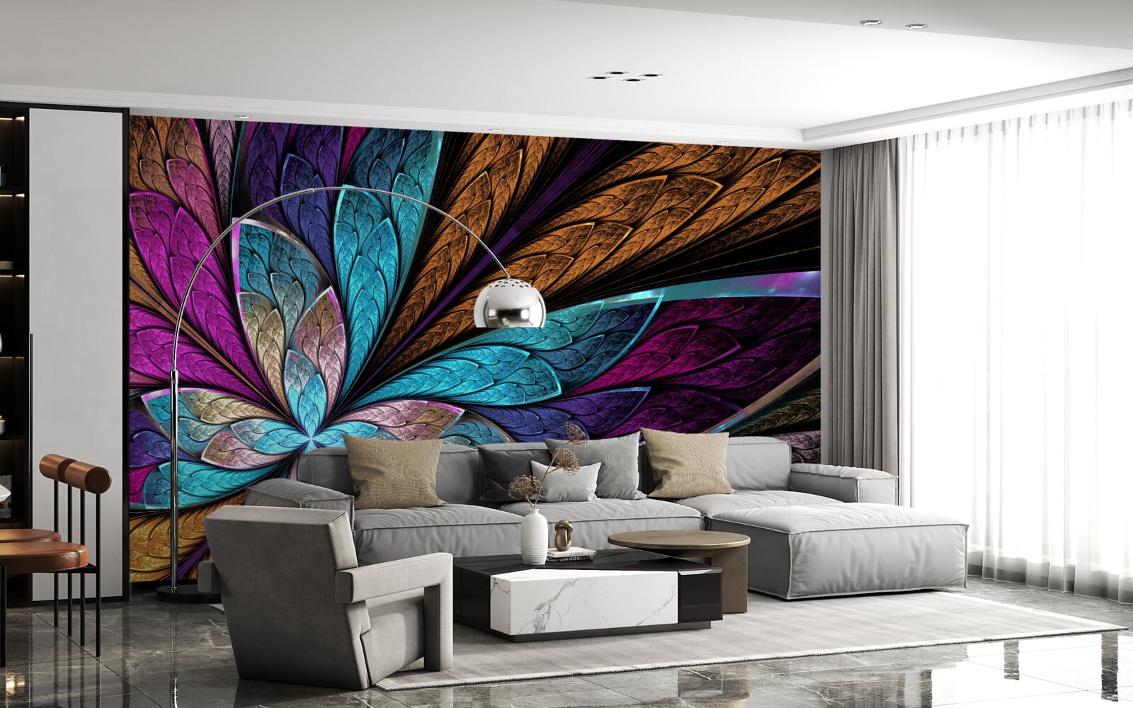 Фотошпалери мозаїка з абстрактних пелюсток квітів