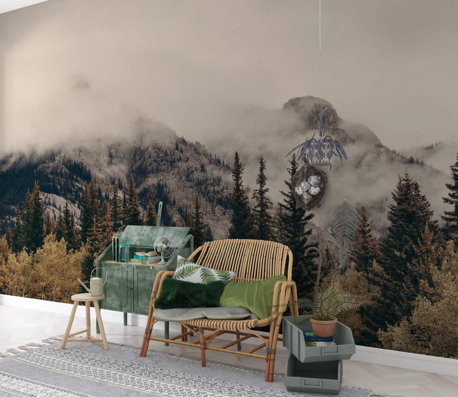 Фотошпалери високі гори вкриті туманом