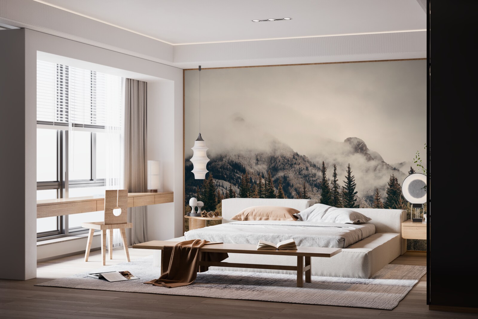 Фотошпалери високі гори вкриті туманом