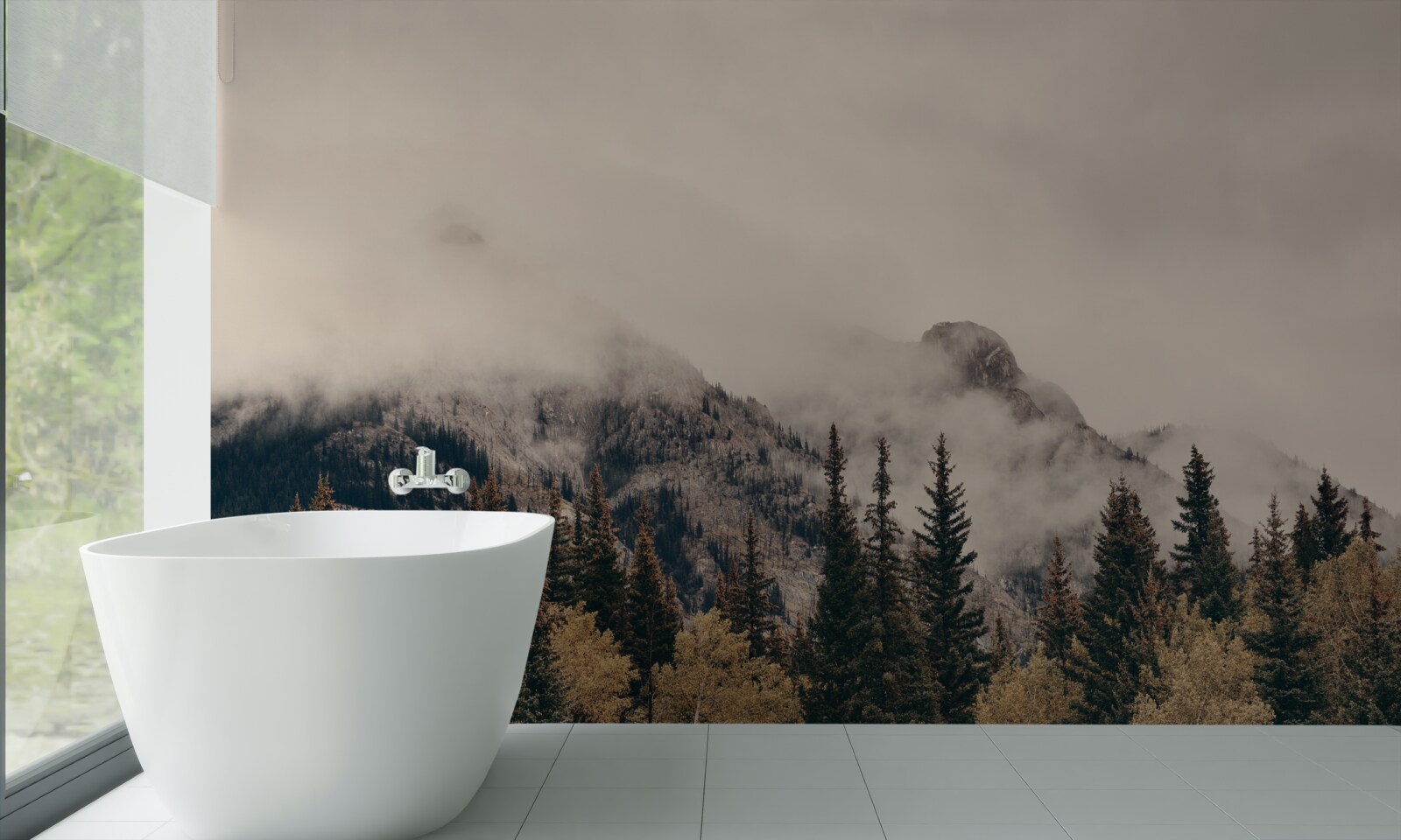 Фотошпалери високі гори вкриті туманом