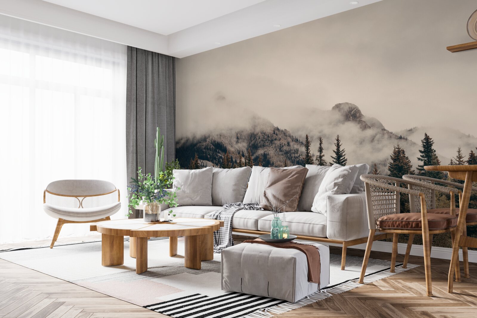 Фотошпалери високі гори вкриті туманом