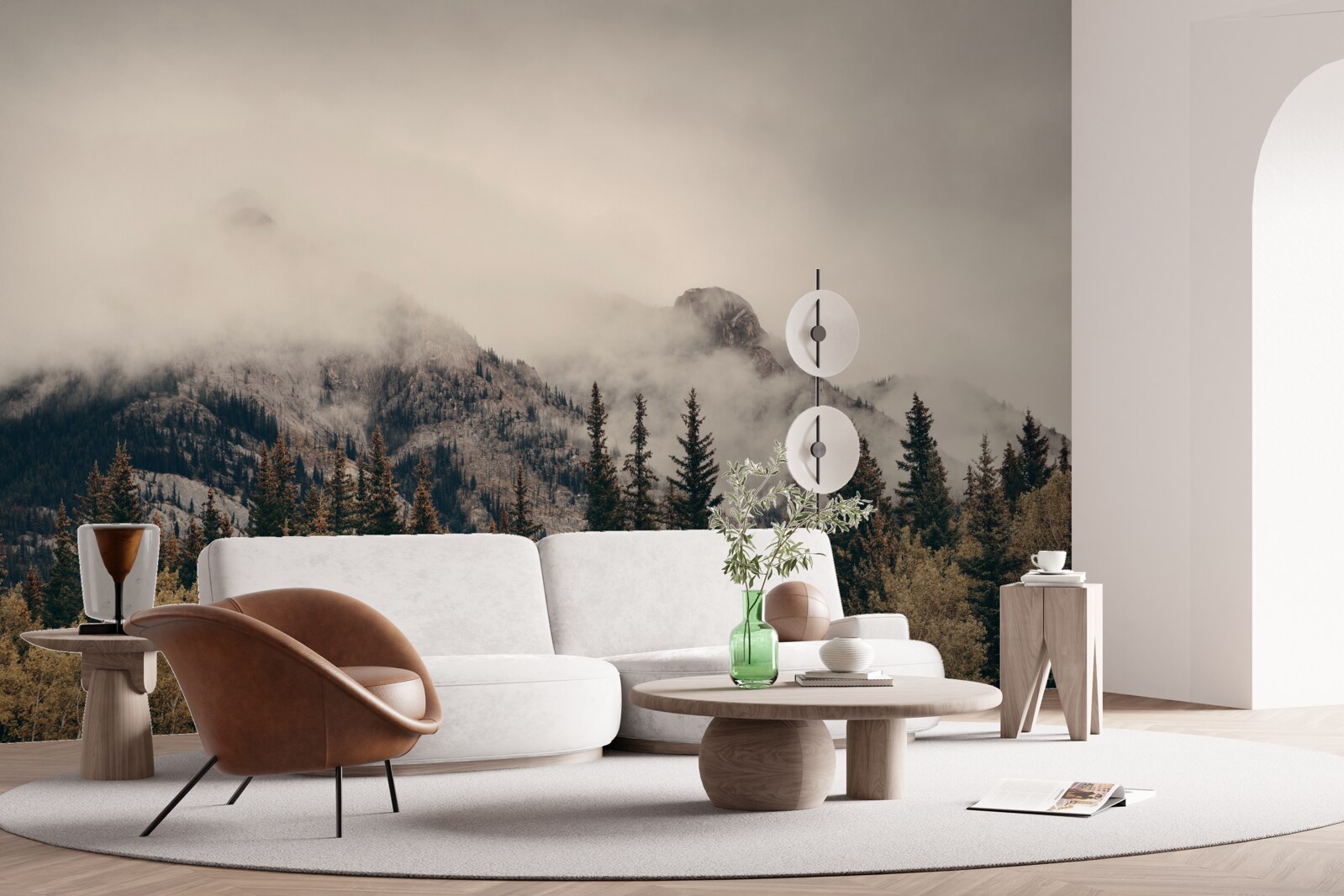 Фотошпалери високі гори вкриті туманом