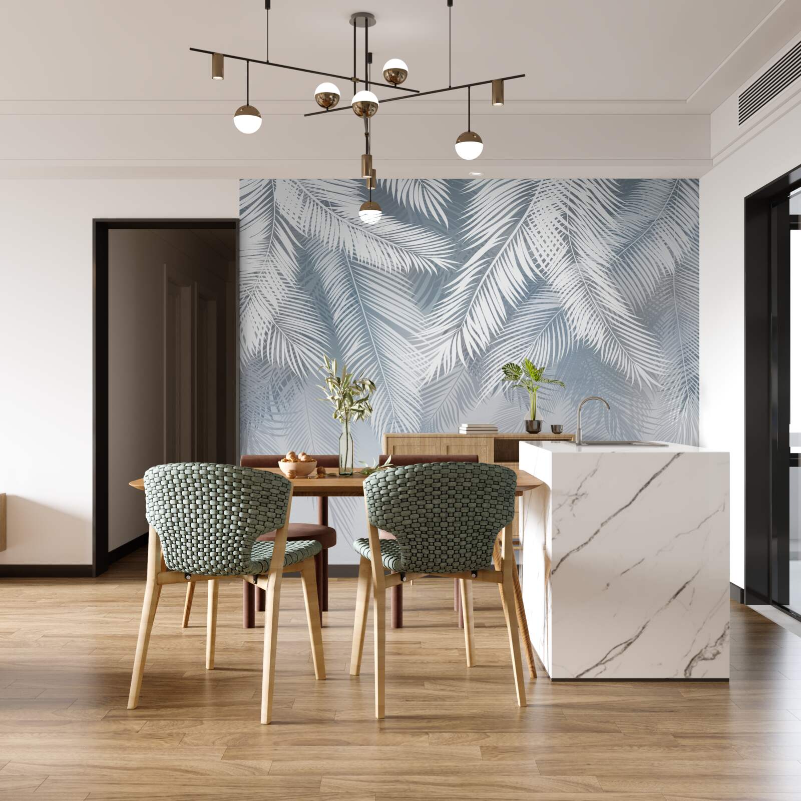 Фотошпалери пір'ясте листя, що звисає