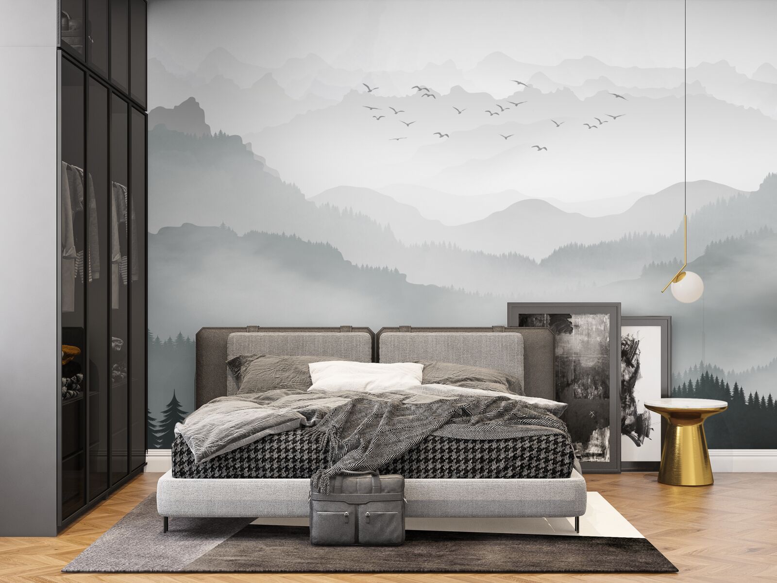 Фотошпалери туман густо огортає скелясті вершини