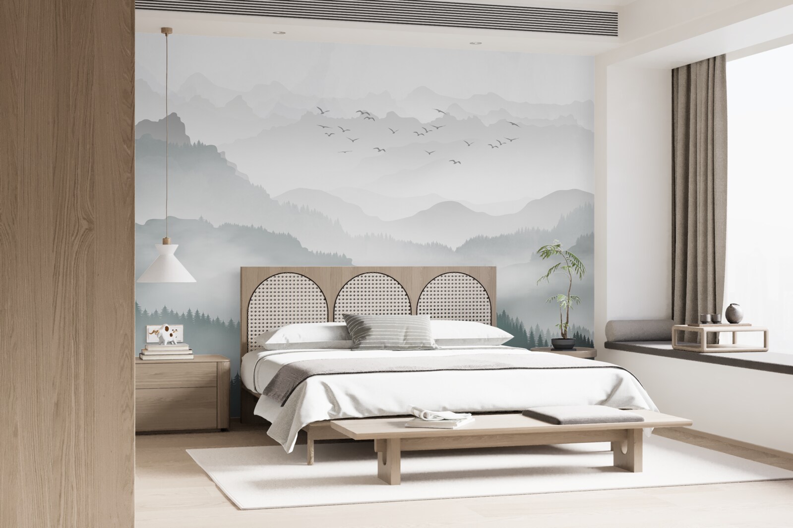 Фотошпалери туман густо огортає скелясті вершини