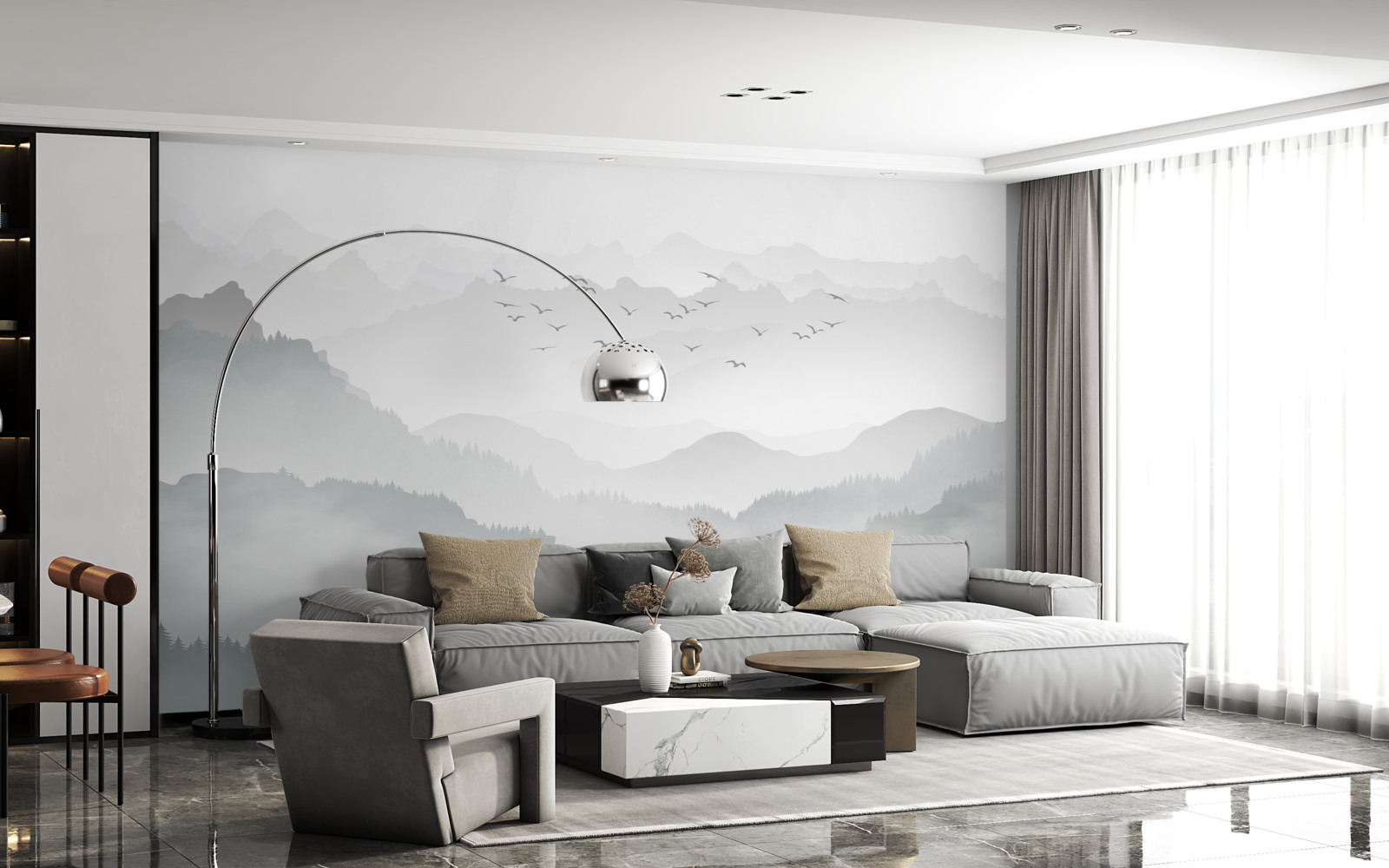 Фотошпалери туман густо огортає скелясті вершини