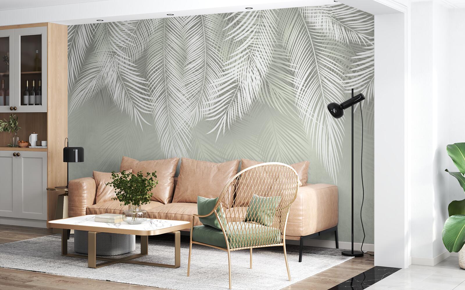 Фотошпалери білосніжне пальмове листя, ніжне і м'яке