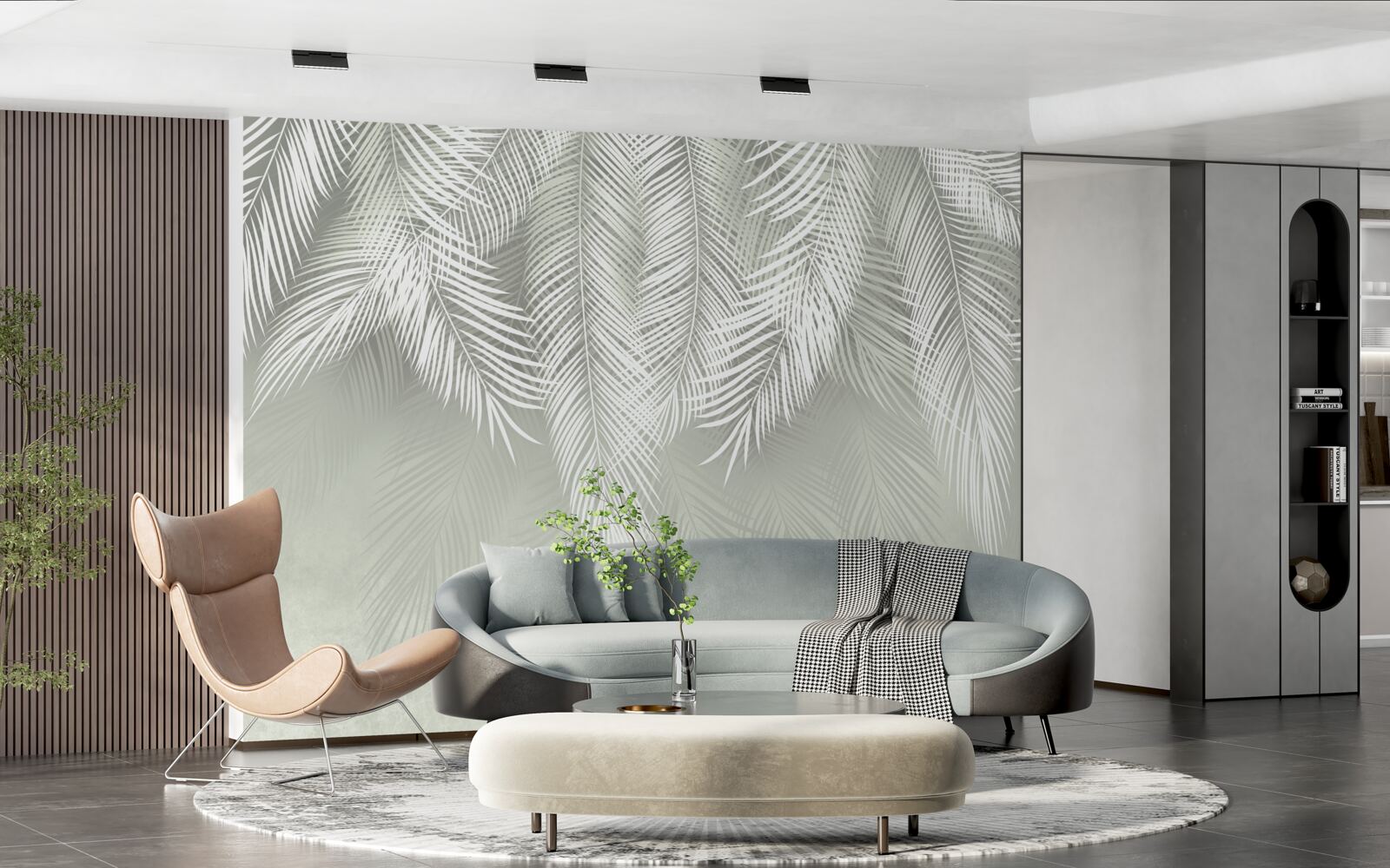 Фотошпалери білосніжне пальмове листя, ніжне і м'яке