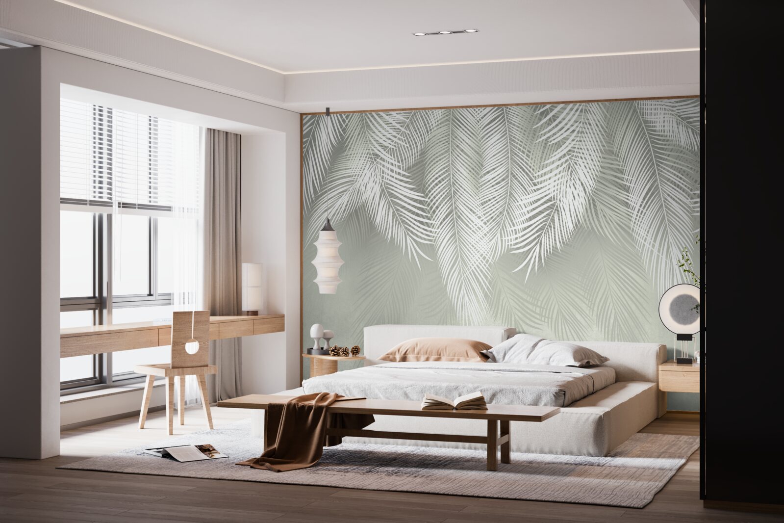 Фотошпалери білосніжне пальмове листя, ніжне і м'яке