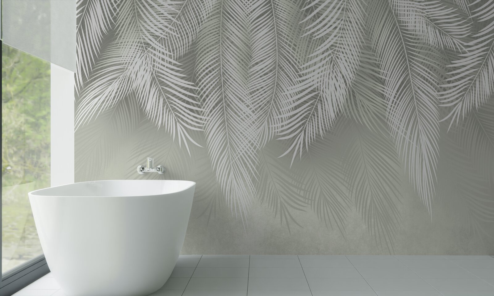 Фотошпалери білосніжне пальмове листя, ніжне і м'яке