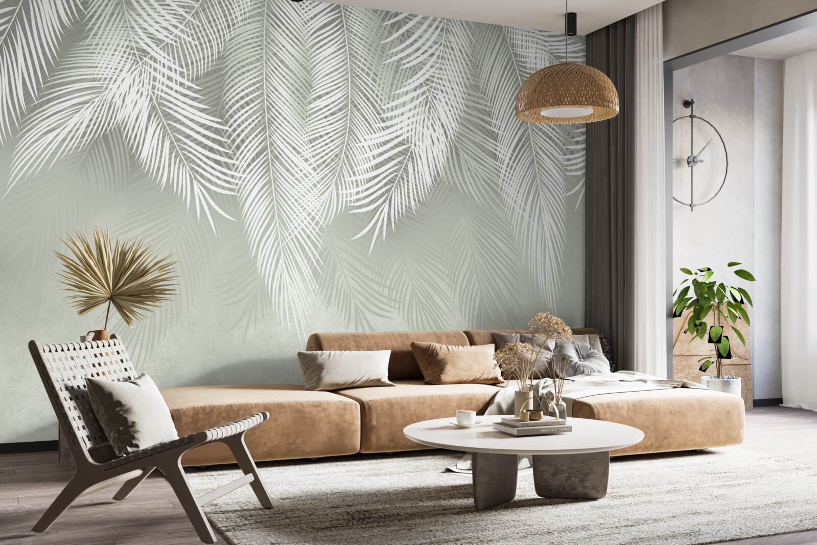 Фотошпалери білосніжне пальмове листя, ніжне і м'яке