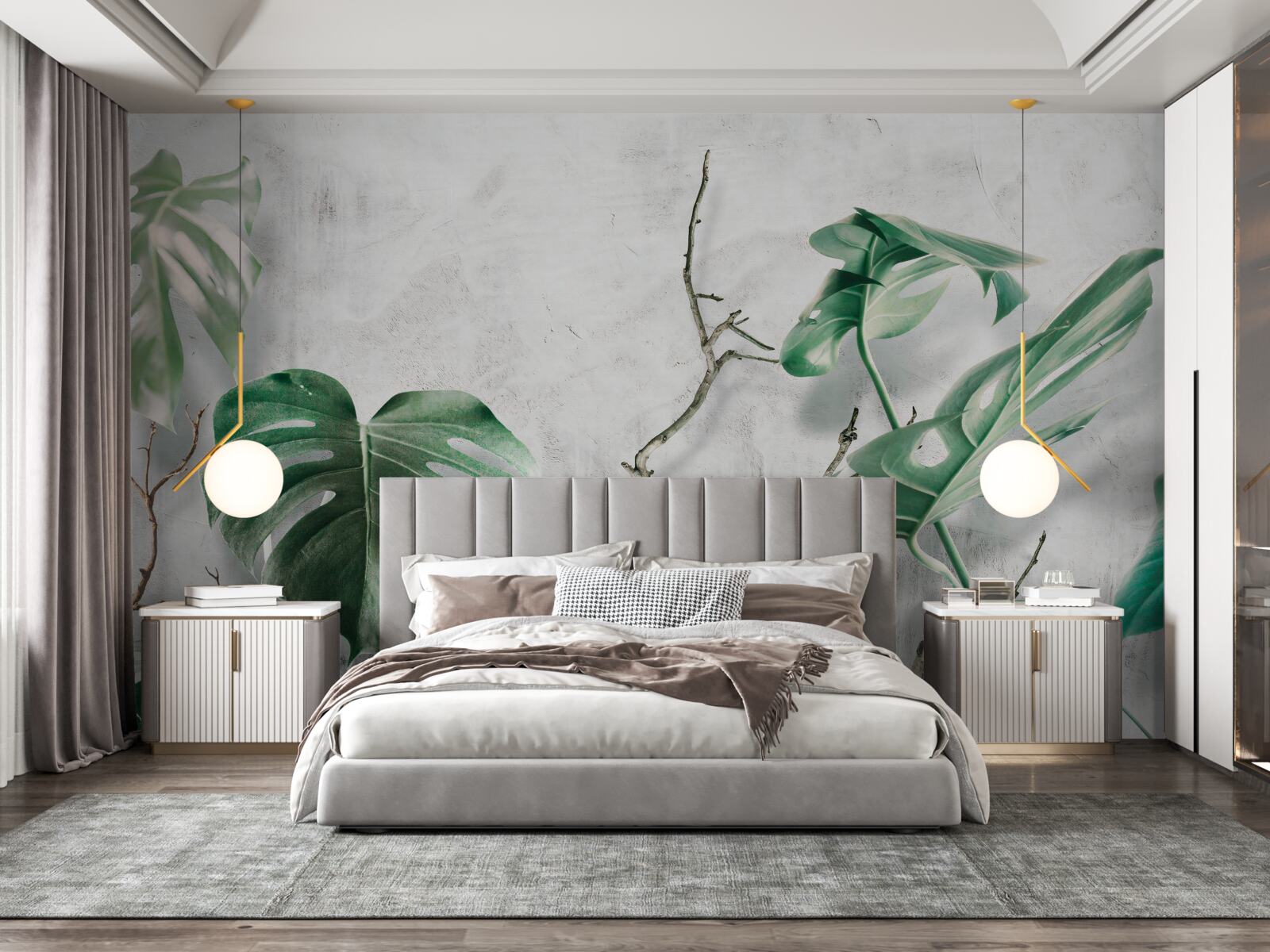 Фотошпалери тропічні монстри із зеленими гілками