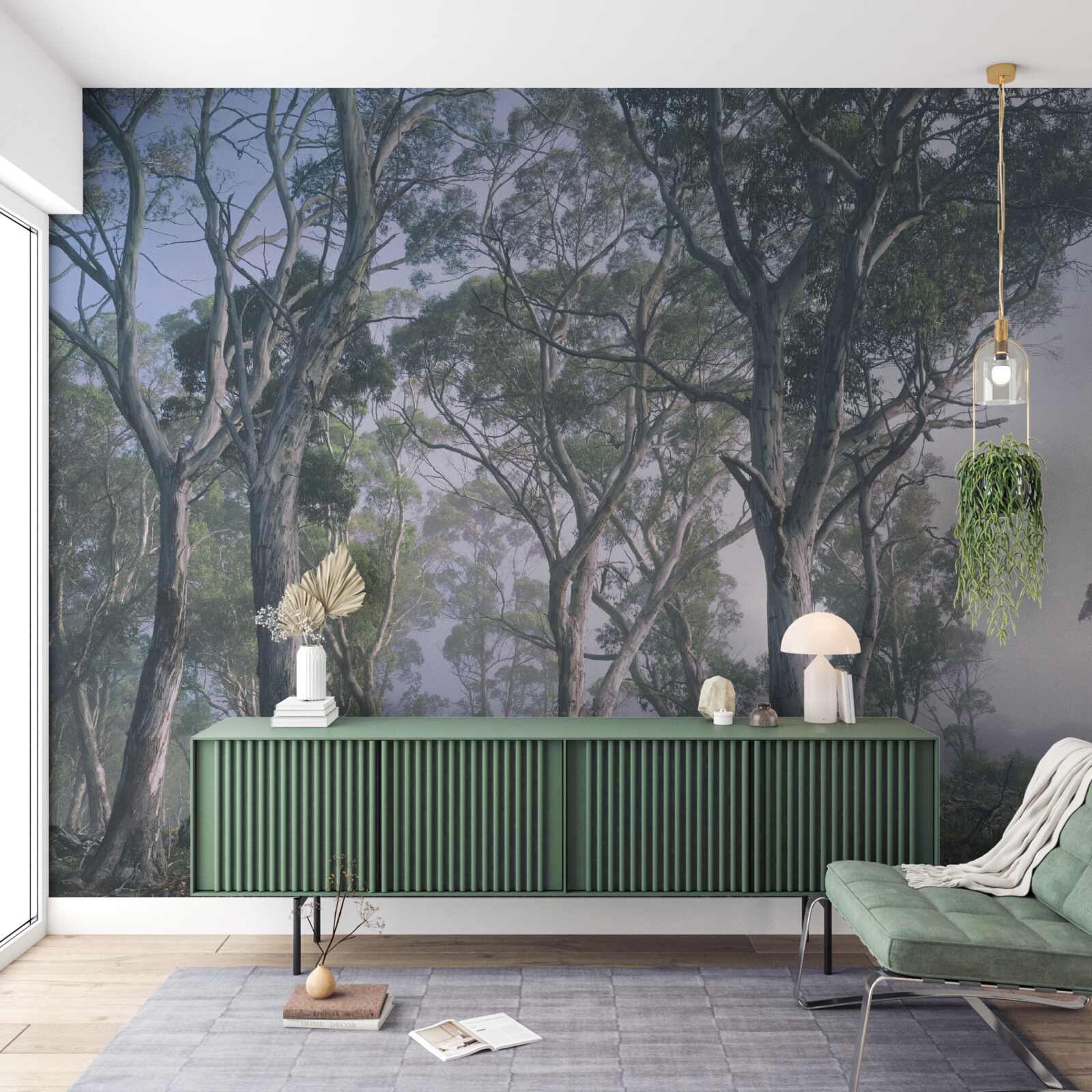 Фотошпалери ранок прокидається в туманному лісі